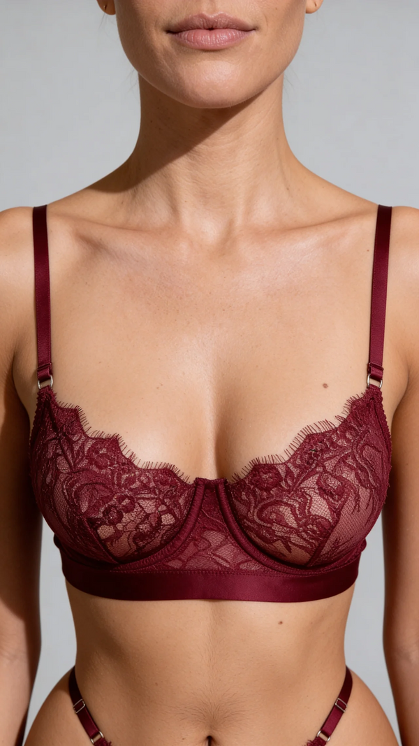 Cynthia Eyelash Lace Lingerie Set – Red